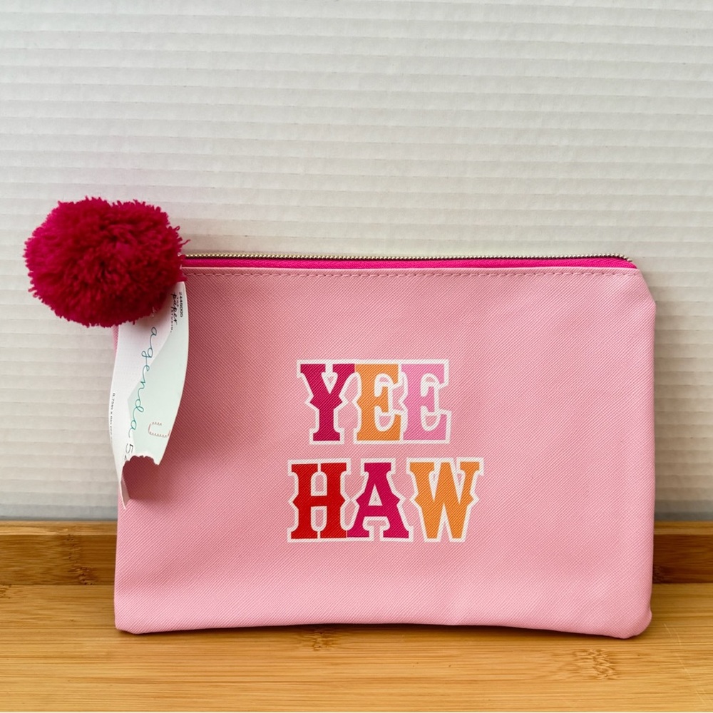 The Paper Studio Yee Haw Pink Makeup Cosmetic Travel Bag Clutch Western Cowgirl